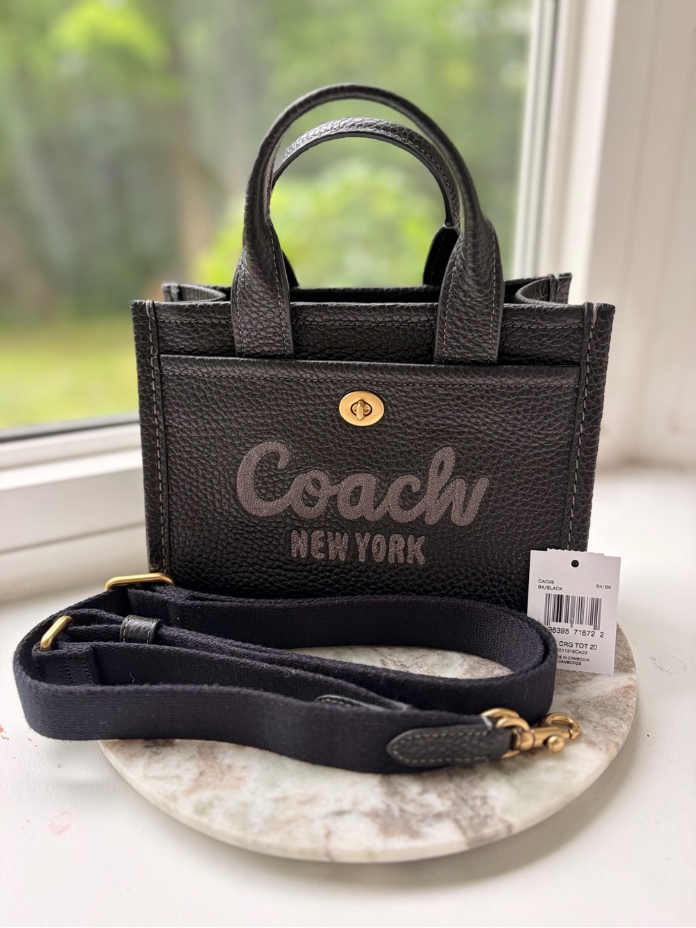 Coach Black Pebbled Cargo 20 Tote